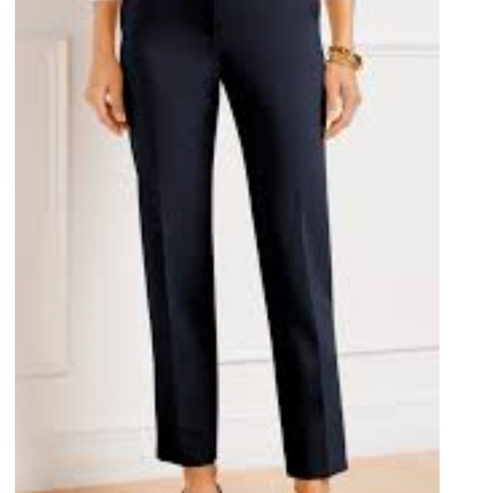 Talbots Womens 4P Navy Blue Heritage Cropped Stretch Mid Rise Career Trousers